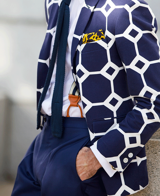 Fashion Geometric Print Lapel Collar Two Button Blazer