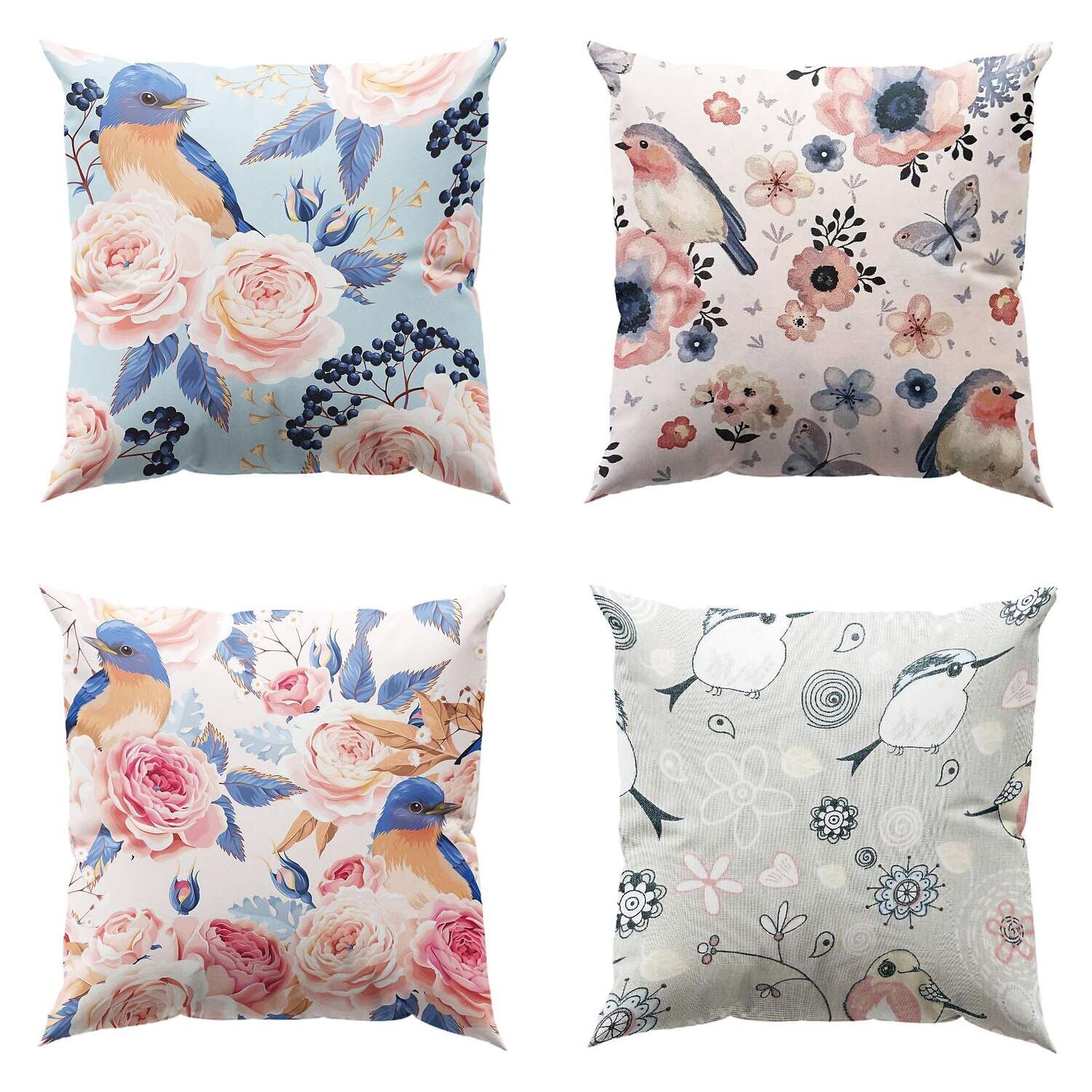 Floral Plant Double Side Pillow Cover 4PC