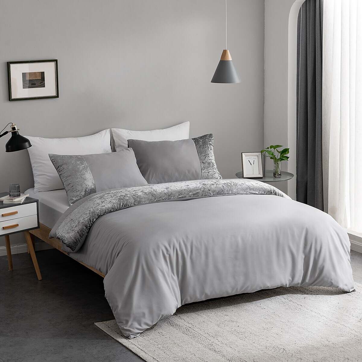 Grey Duvet Cover Set Quilt Bedding Sets Comforter Cover