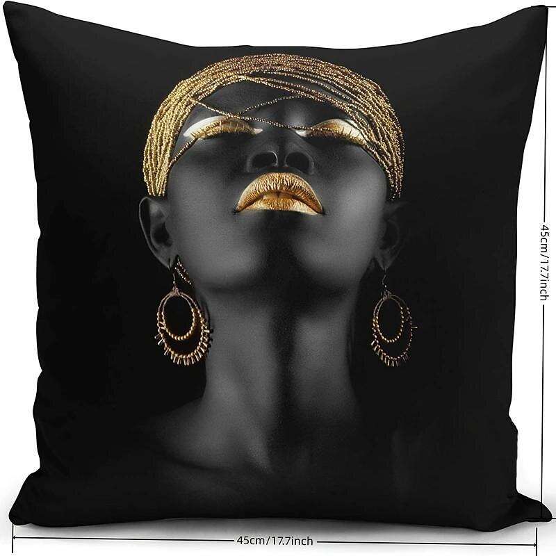 Black Women Double Side Pillow Cover 4PC