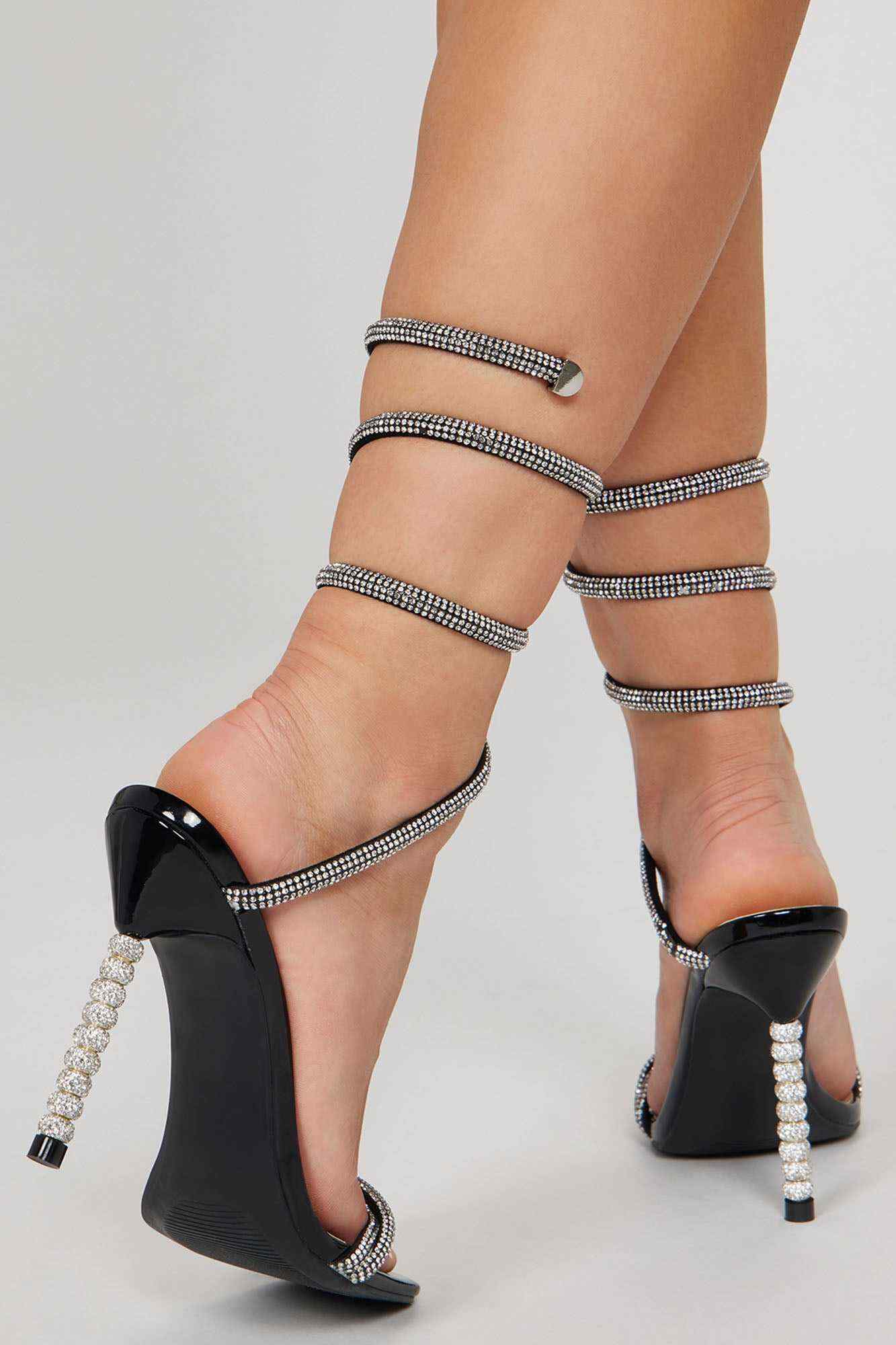 Overnight Party Strappy Heeled Sandals   Black