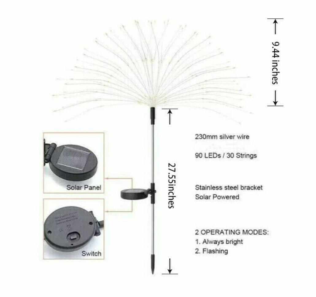 Last Day 47% OFF - Waterproof  Solar Garden Fireworks Lamp