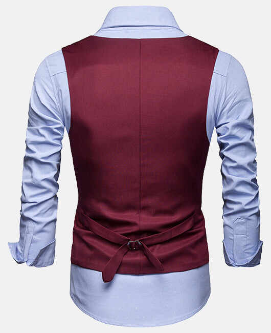 Business Plain Patched Pocket Single Breasted Slim Fit Blazer Vest