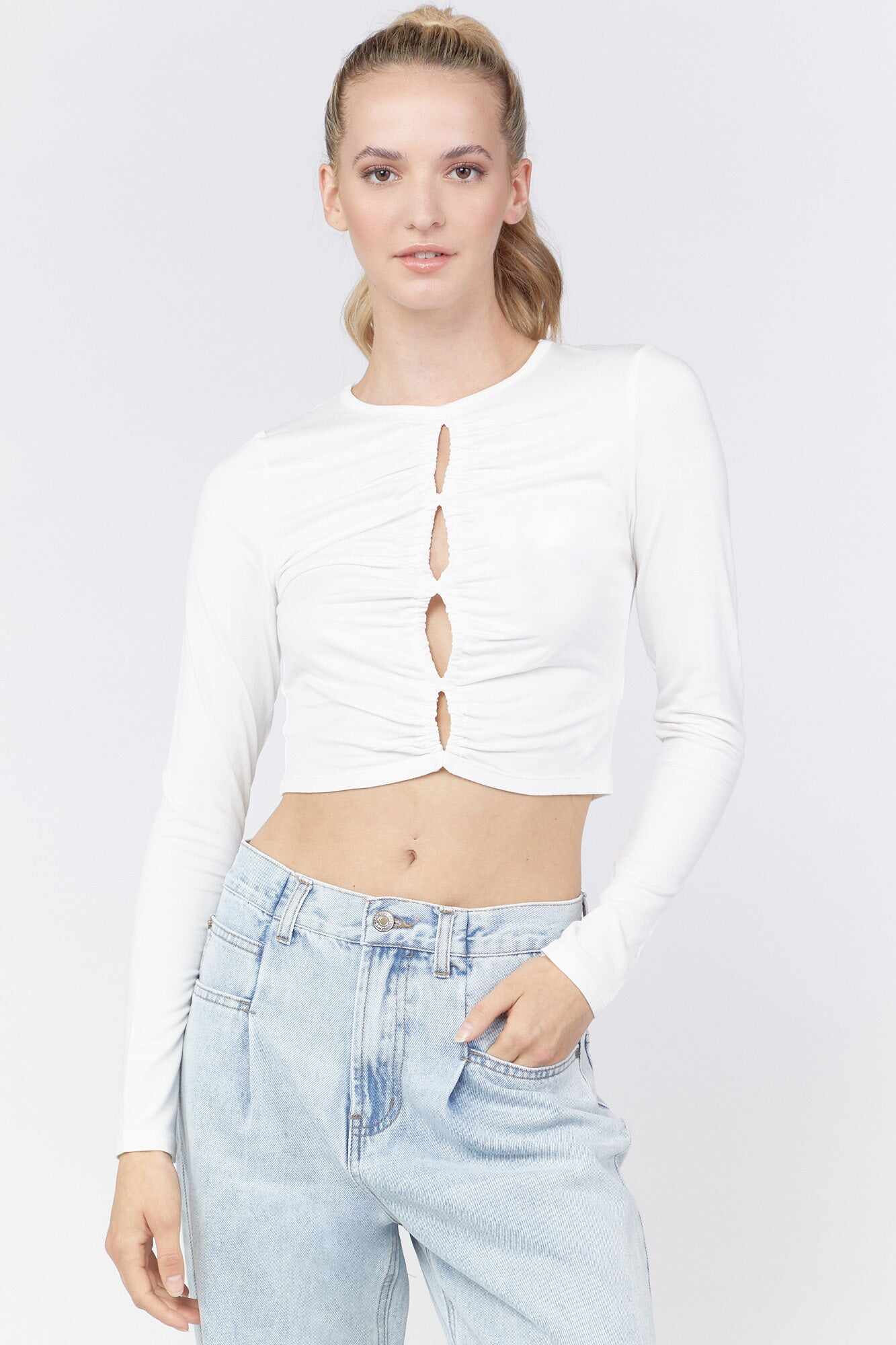 Women Apparel | Cutout Crop Top Light Grey Forever21 - IL14264