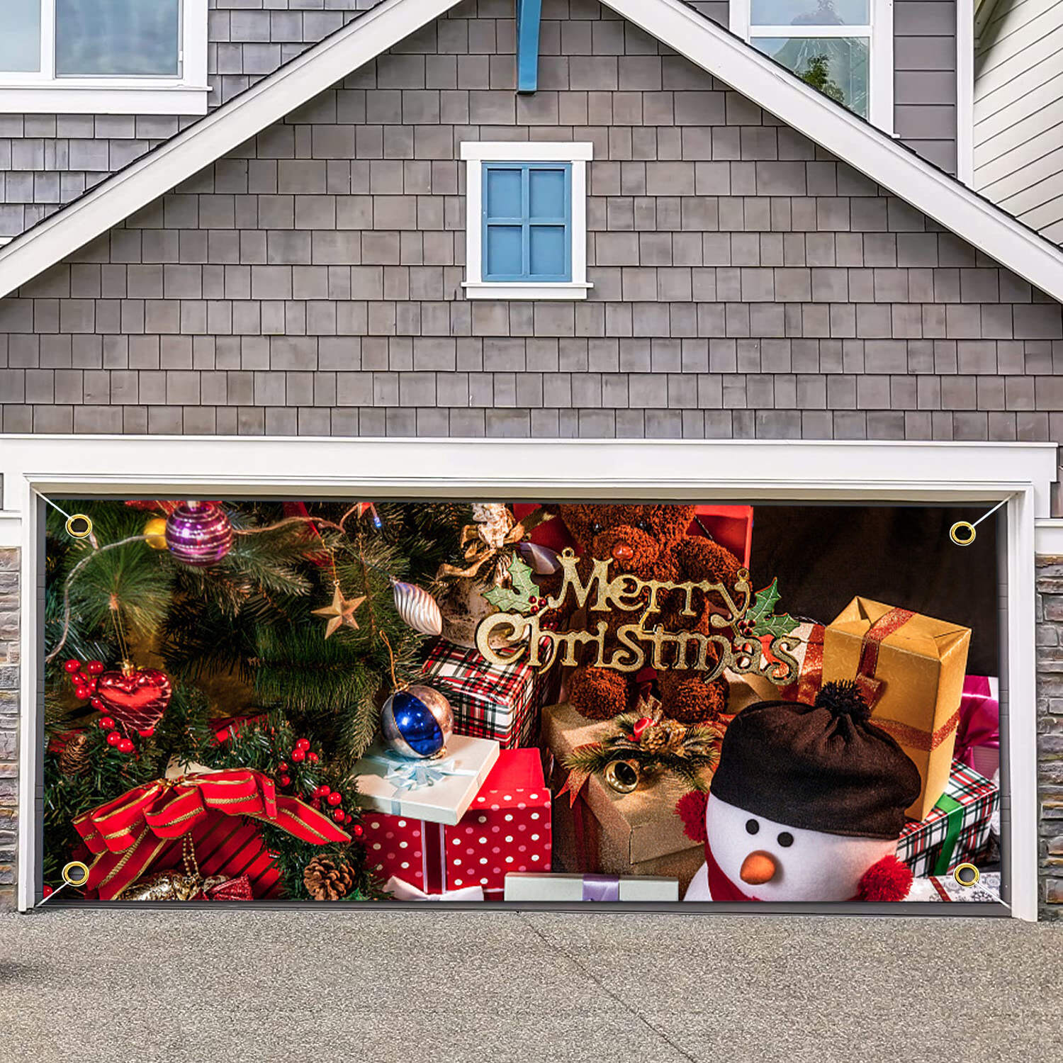 Christmas gift garage door banner ornament