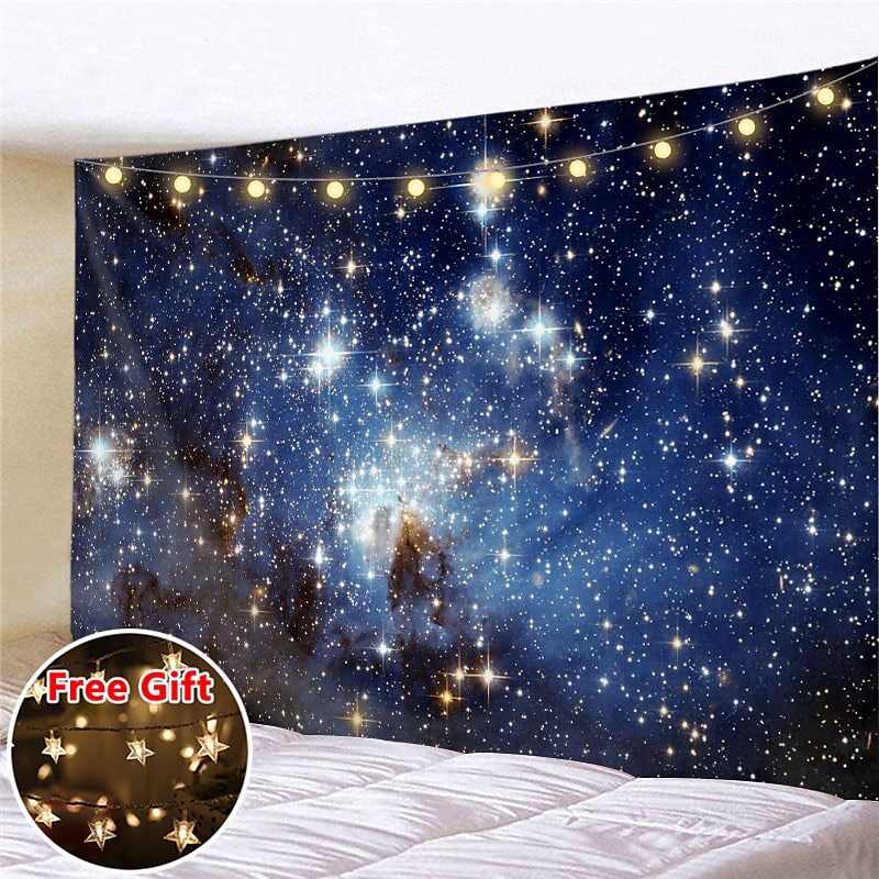 Landscape LED Lights Wall Tapestry Art Decor Galaxy Universe Print