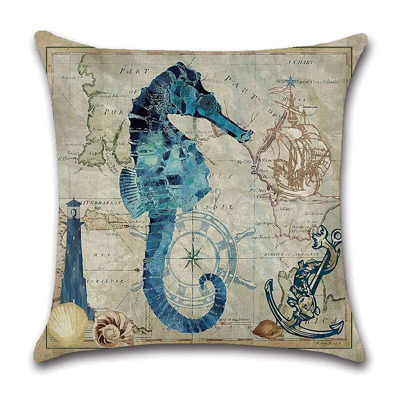 1pc Throw Pillow Cover Ocean Tutle Animal Zipper Traditional Classic Outdoor Cushion for Sofa Couch Bed Chair