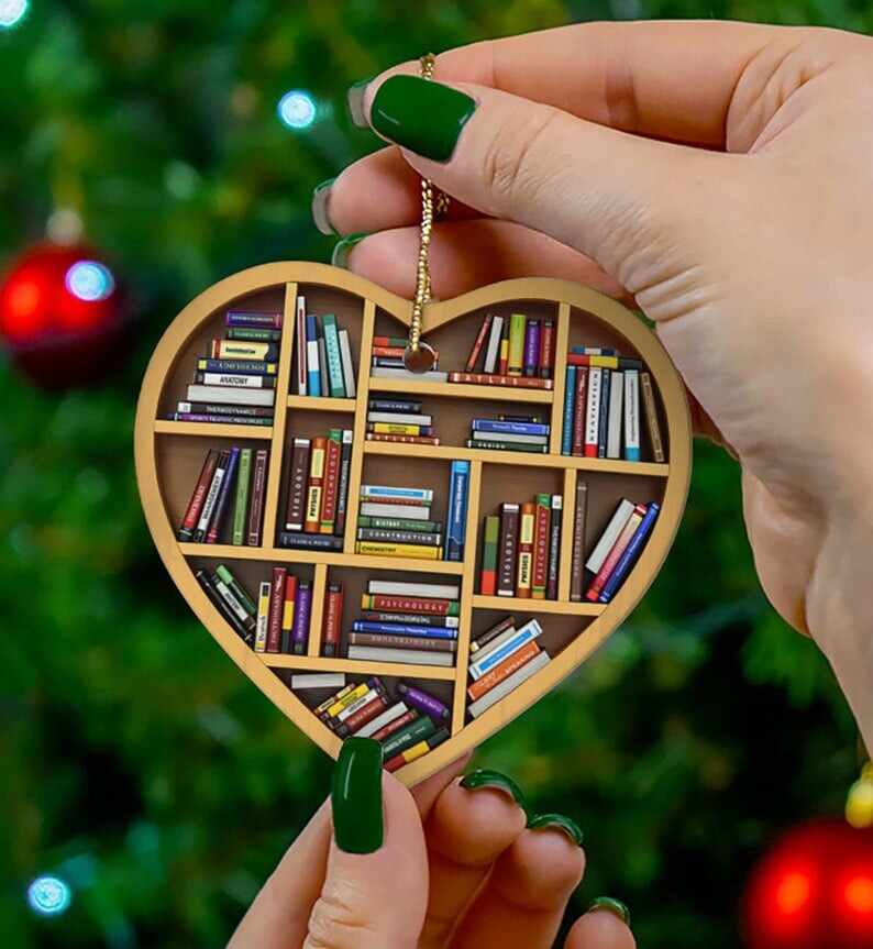 Book Lovers Heart Ornament