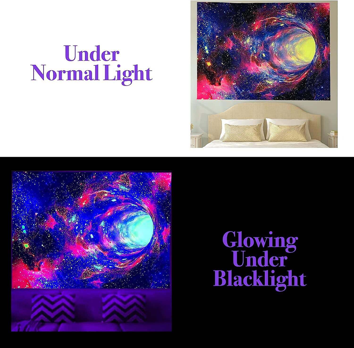 Blacklight Tapestry UV Reactive Galaxy Nature Landscape