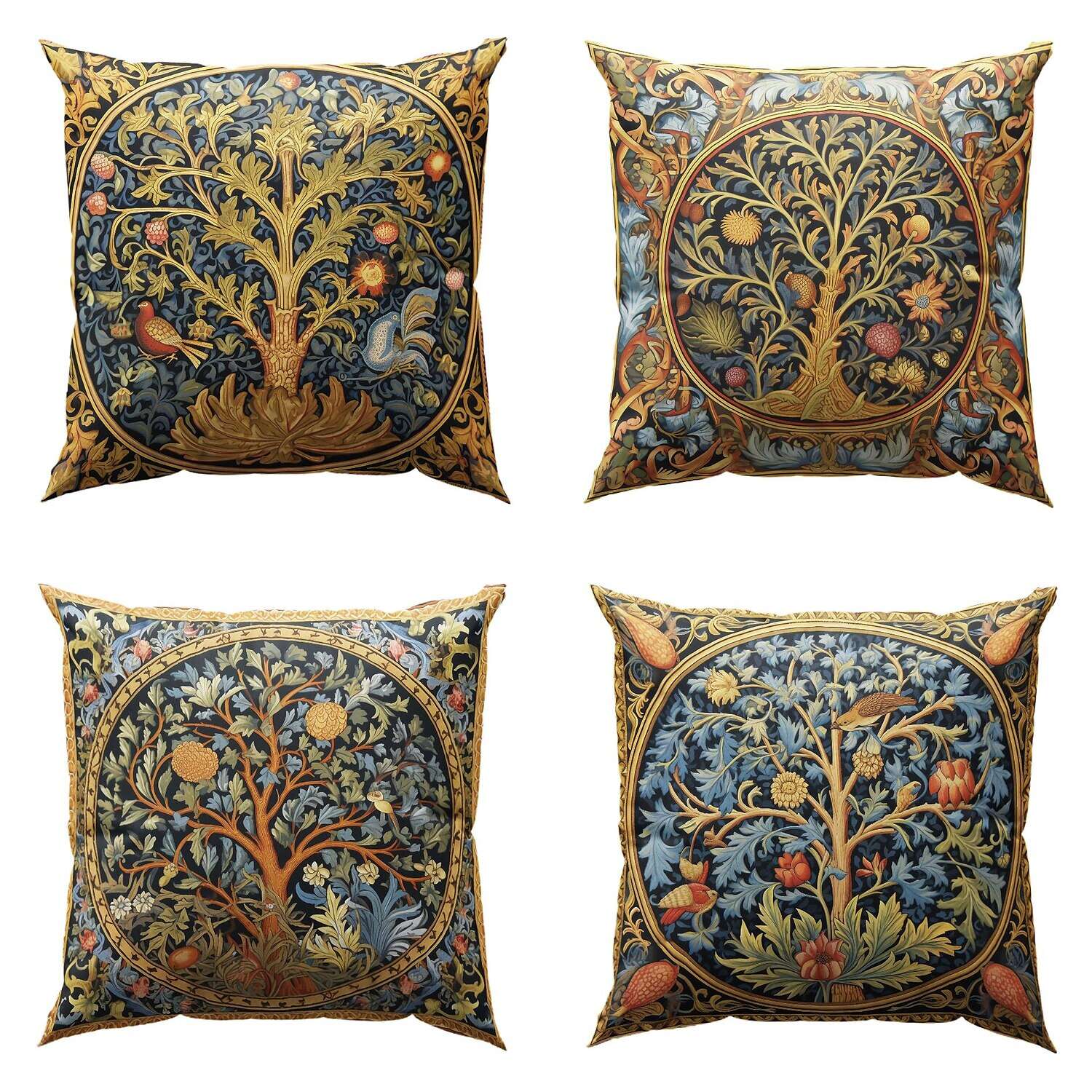 Tree of Life Double Side Pillow Cover 4PC Soft Decorative Square Cushion Case Pillowcase for Bedroom Livingroom Sofa Couch Chair