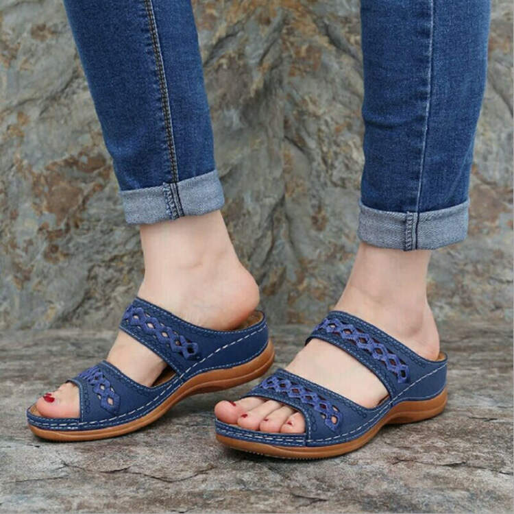 Premium Faux Leather Embroidery Women Sandals