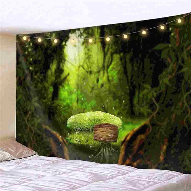 Landscape LED Lights Wall Tapestry Art Decor Forest Animal Print