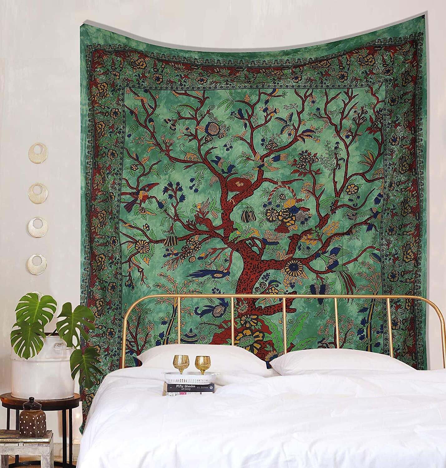 Tapestry Green Tree of Life Wall Hanging