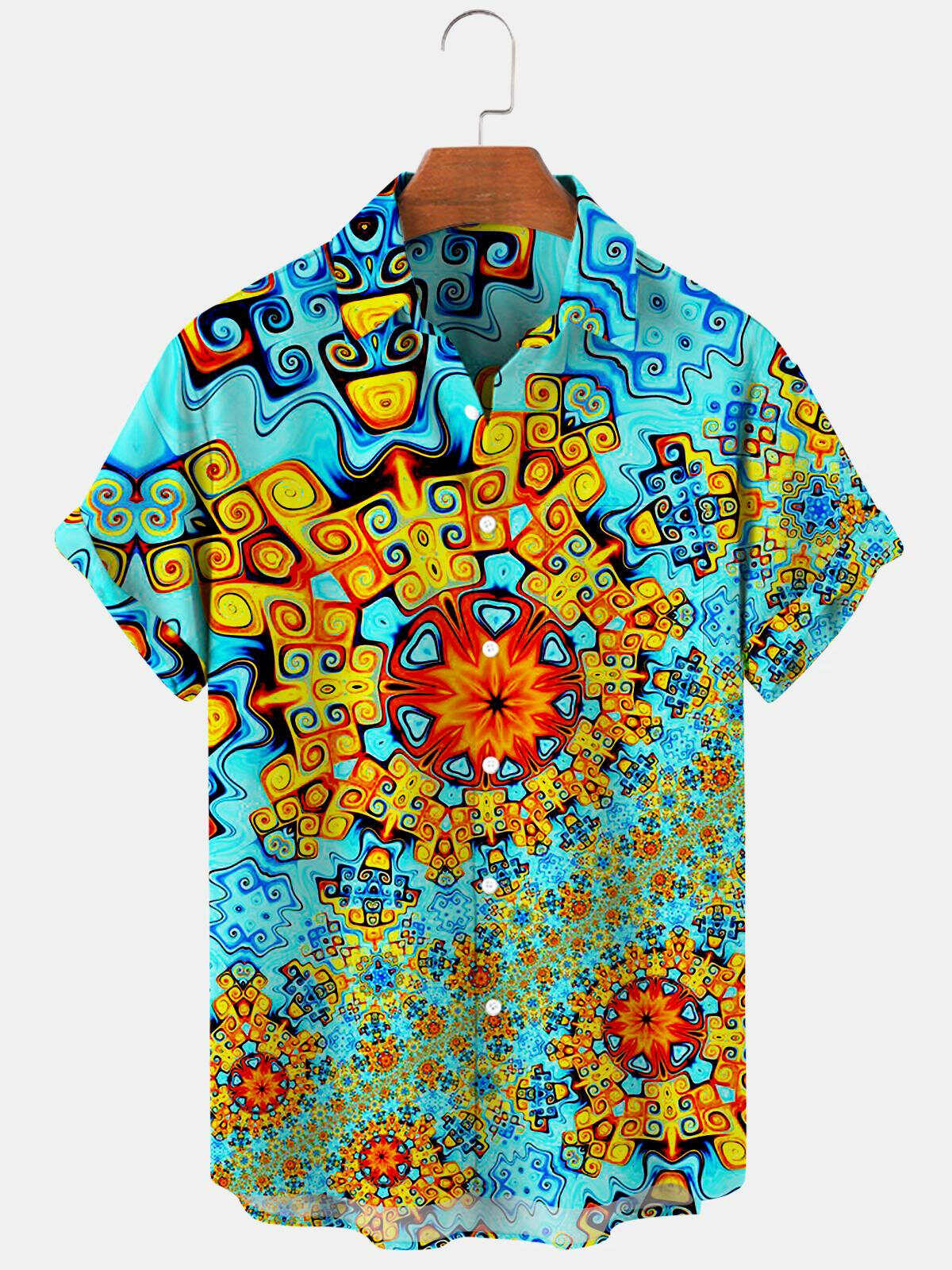 Abstract Print Men's Shirts With Pocket