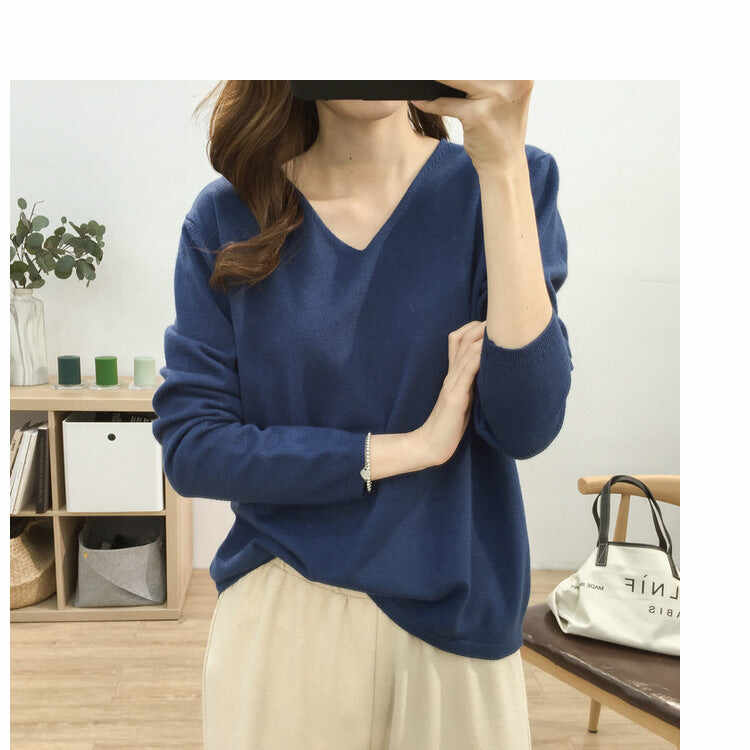 Solid Color Long-sleeved Sweater