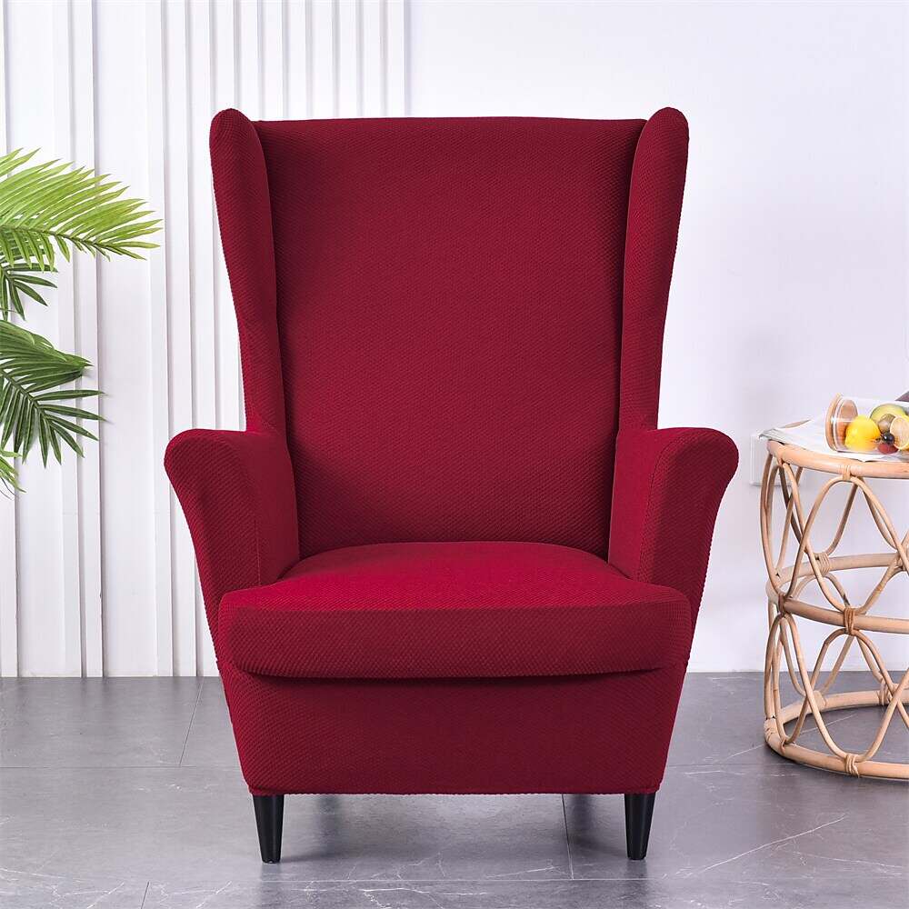 Stretch Wingback Chair Cover IKEA STRANDMON with Seat Cushion Cover