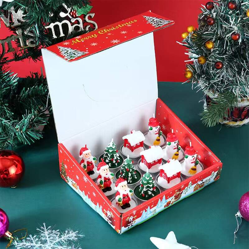 12 Pieces Christmas Tree Tealight Candles Handmade Delicate Tree Candles for Christmas Home Decoration Gifts