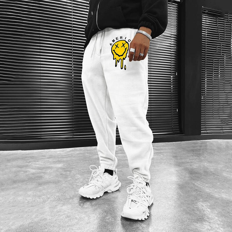 Men's Fashion American Smiley Print Casual Sweatpants