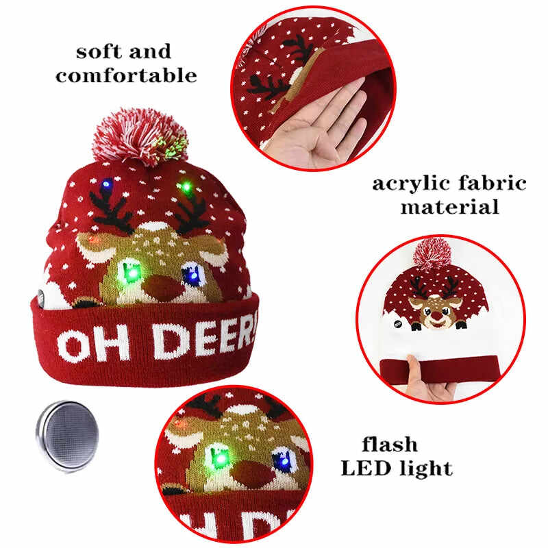 Early Christmas Sale 50% OFFChristmas Theme LED Beanies - Buy 4 Get 1 Free