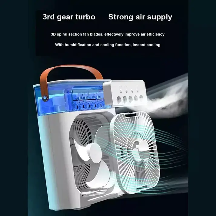 3 In 1 Air Cooling Fan Portable Fan Timer with Lights 5 Jets 3 Speeds