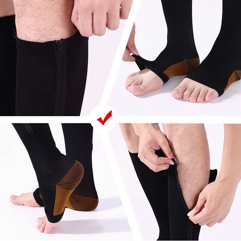 Compression Socks Unisex Support Knee Zipper