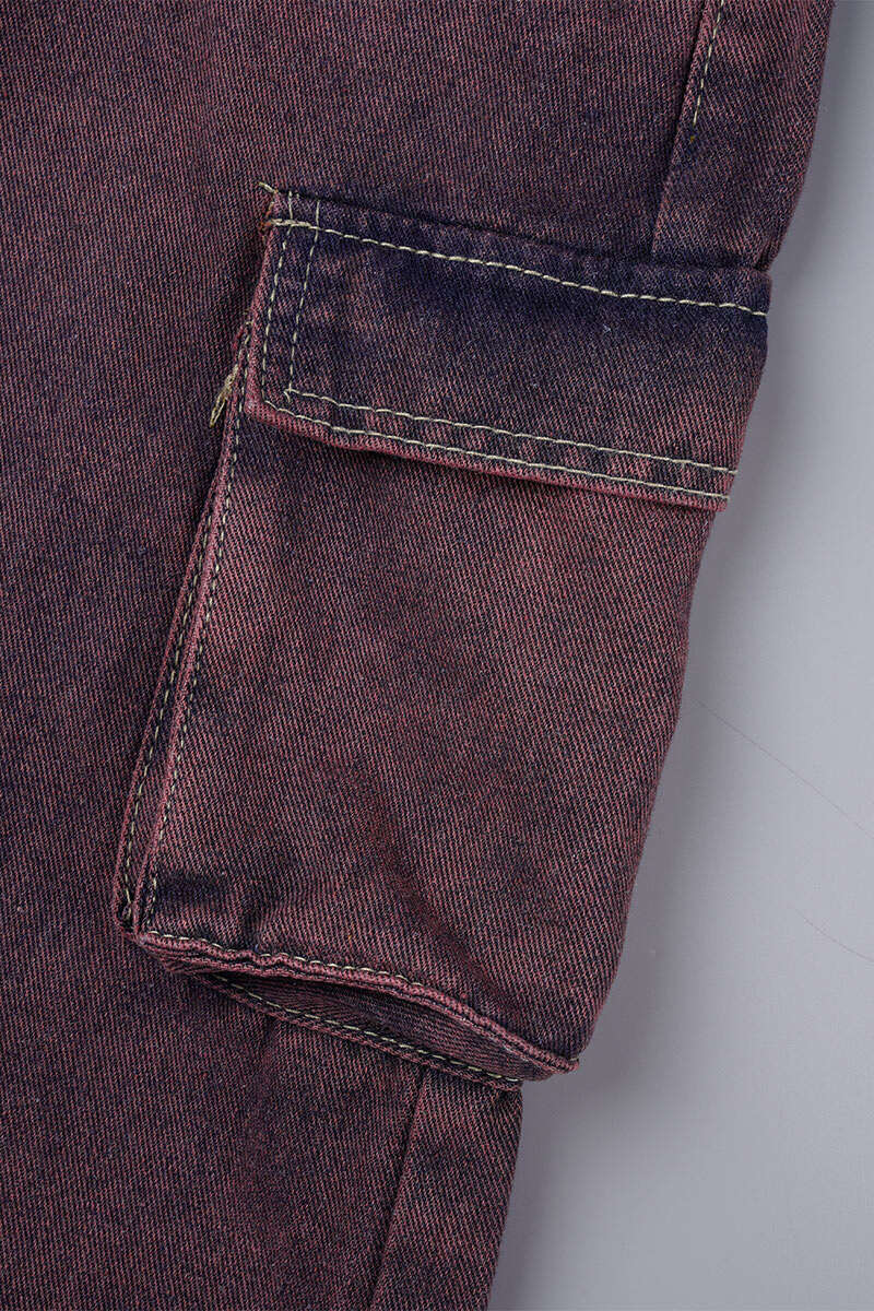 Pink Casual Patchwork Basic Mid Waist Straight Denim Jeans