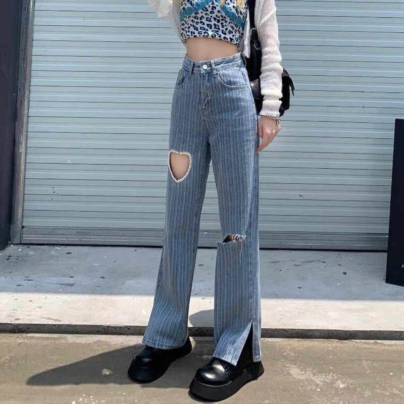 Waist Straight Jeans