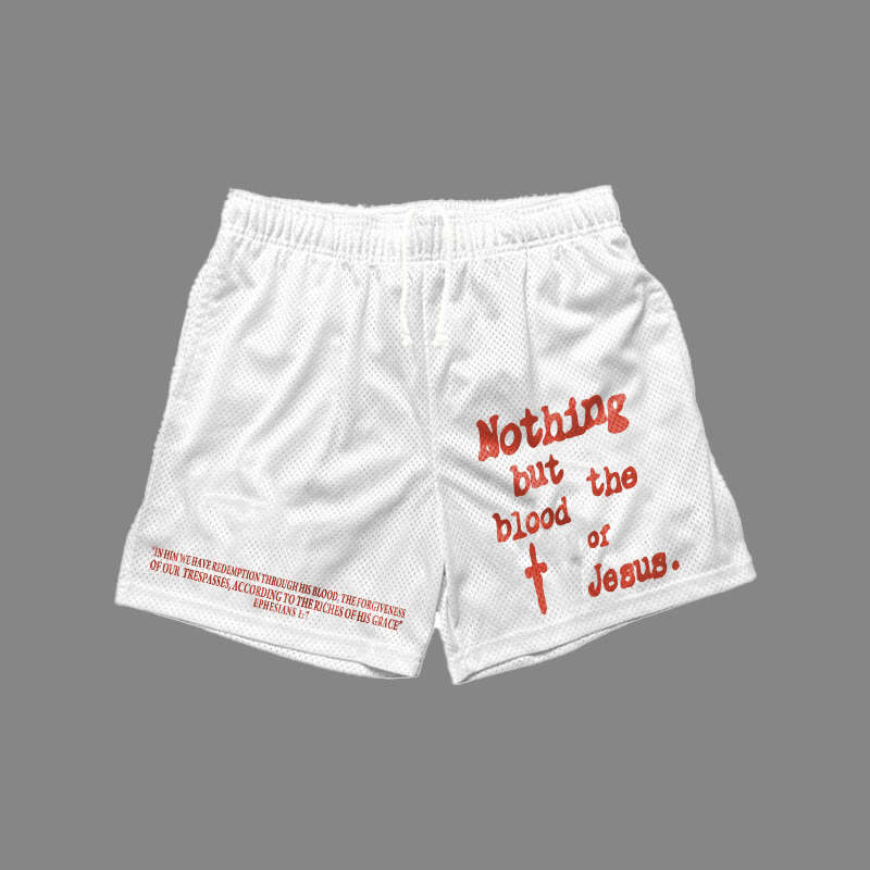 Nothing But Blood Of Jesus Print Shorts