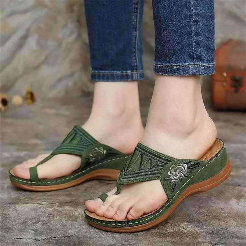 Embroidery Comfy Flip Flop Sandals