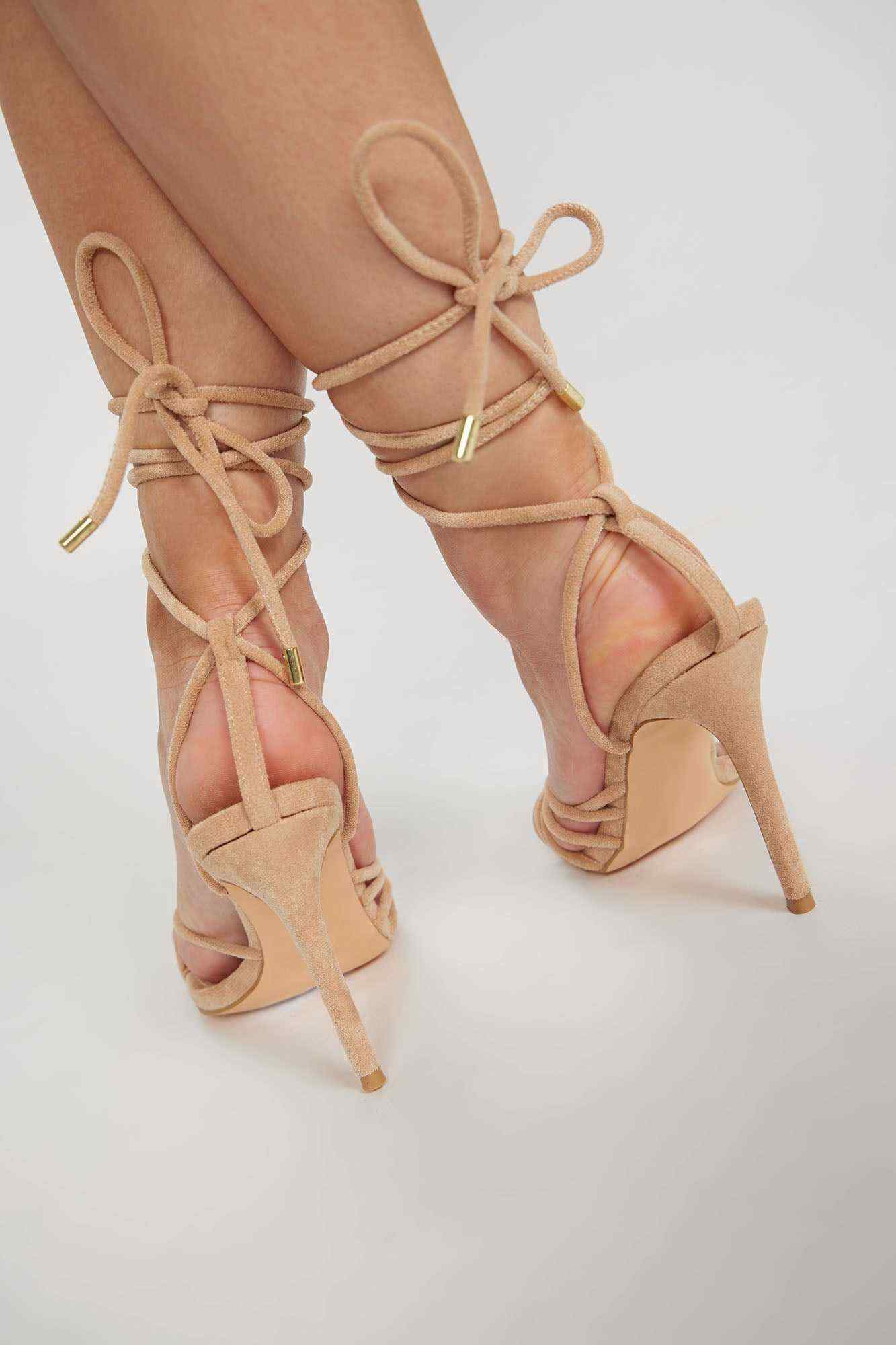 VIP Access Wrap Up Heels   Taupe