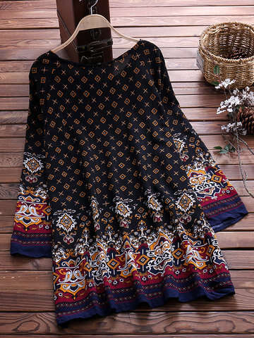 Women Other | Bohemian Printed O-Neck Mini Dresses - IF16548