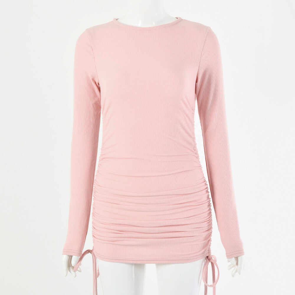 Long Sleeve Drawstring Dress