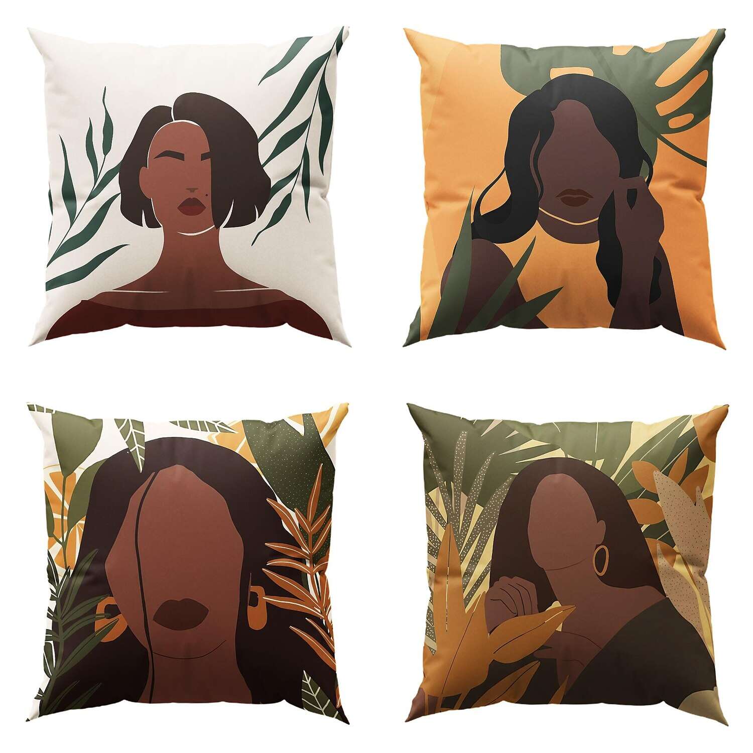 African Women Double Side Pillow Cover 4PC