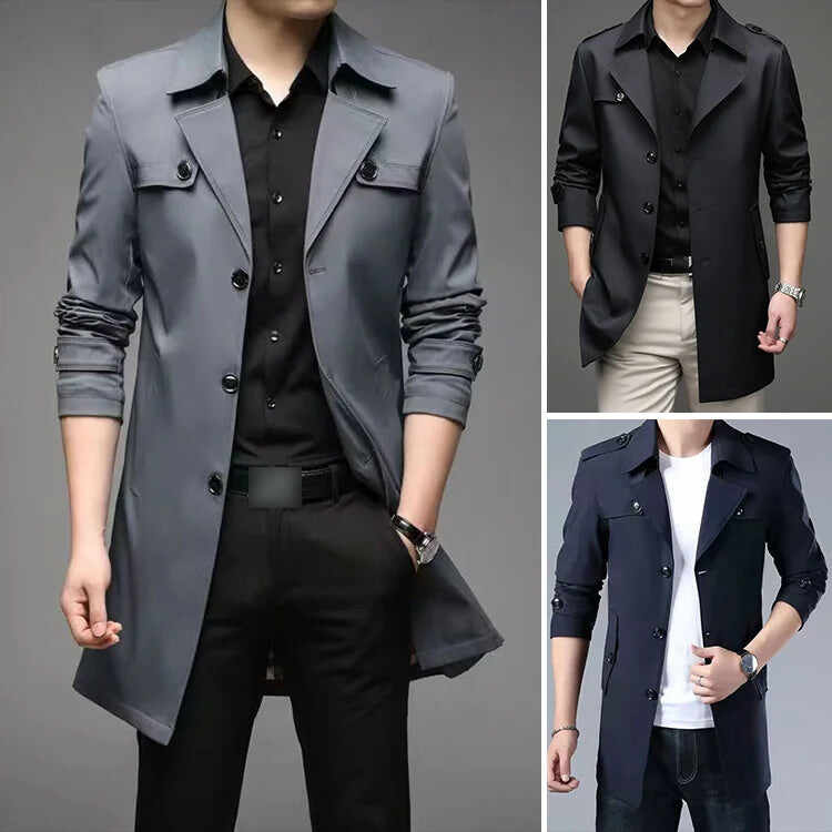 Hot Sale  50% OFFMid-length Business Style Trench Coat