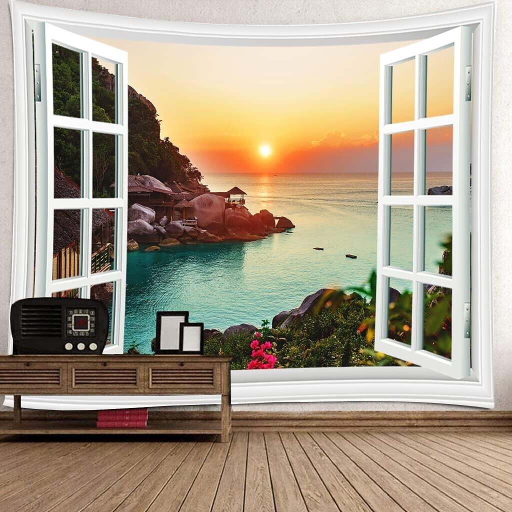 Sunset Ocean Wall Tapestry Art Decor Photograph Backdrop