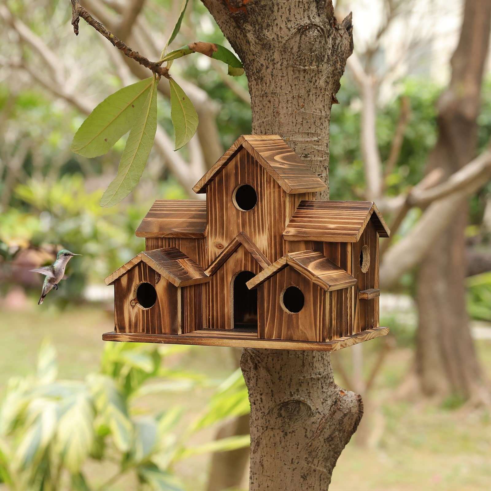 Last Day 50% OFF6 Hole Handmade Natural Bird House for Backyard/Courtyard/Patio Decor