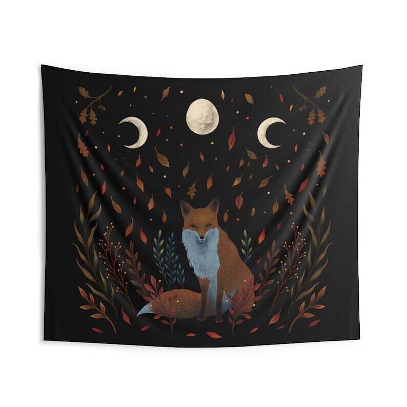 Fox Tarot Moon Sun Wall Tapestry Art Decor