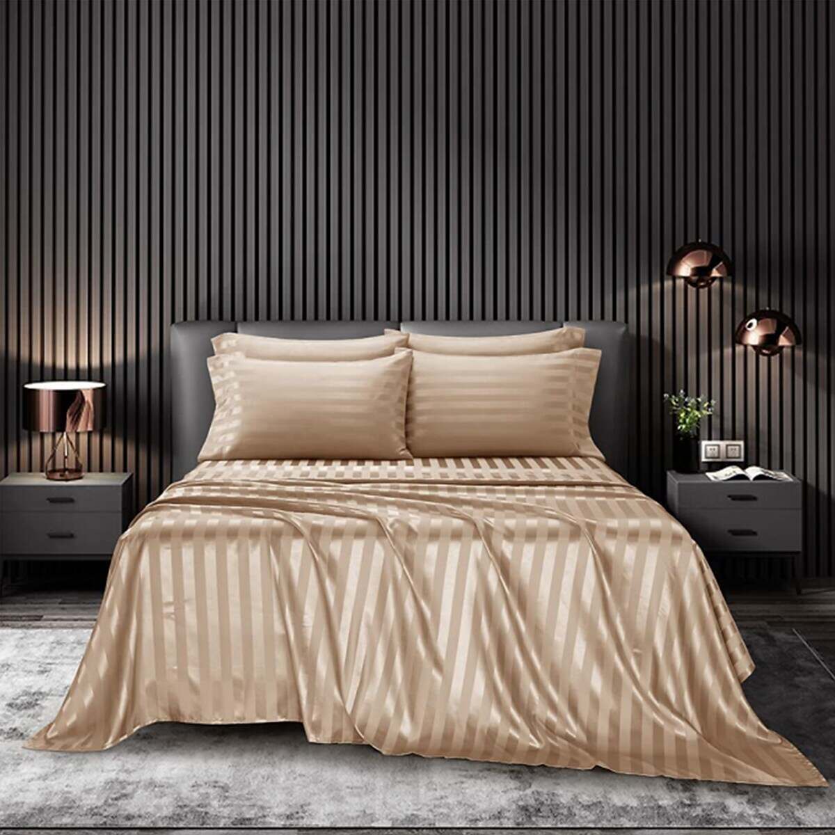 Luxury Satin Black Bedding Sheet Sets Queen/King Size/Twin/Single