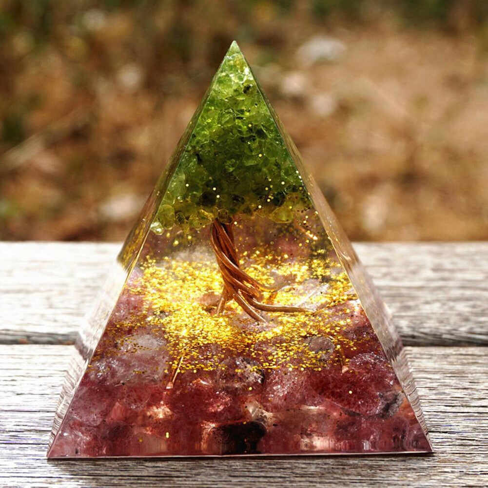 Tree of Life Crystal Energy Orgonite Pyramid