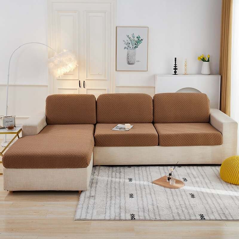 Stretch Sofa Seat Cushion Cover Slipcover 4 or 3 Seater L Shape