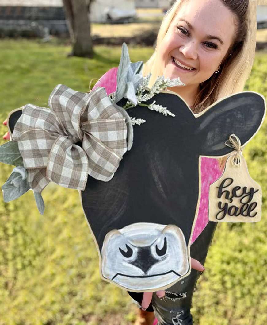 🔥Spring Hot Sale🌷Farmhouse Cow Head Welcome Wreath