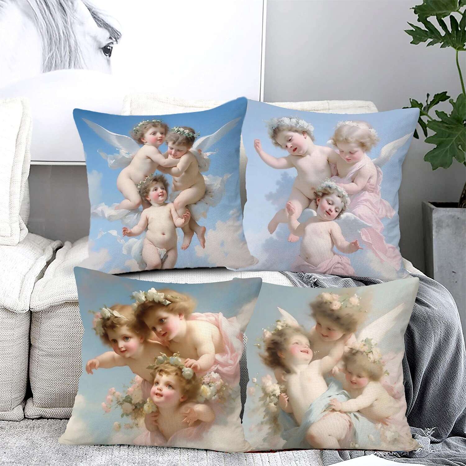 Renaissance Angels Double Side Pillow Cover 4PC