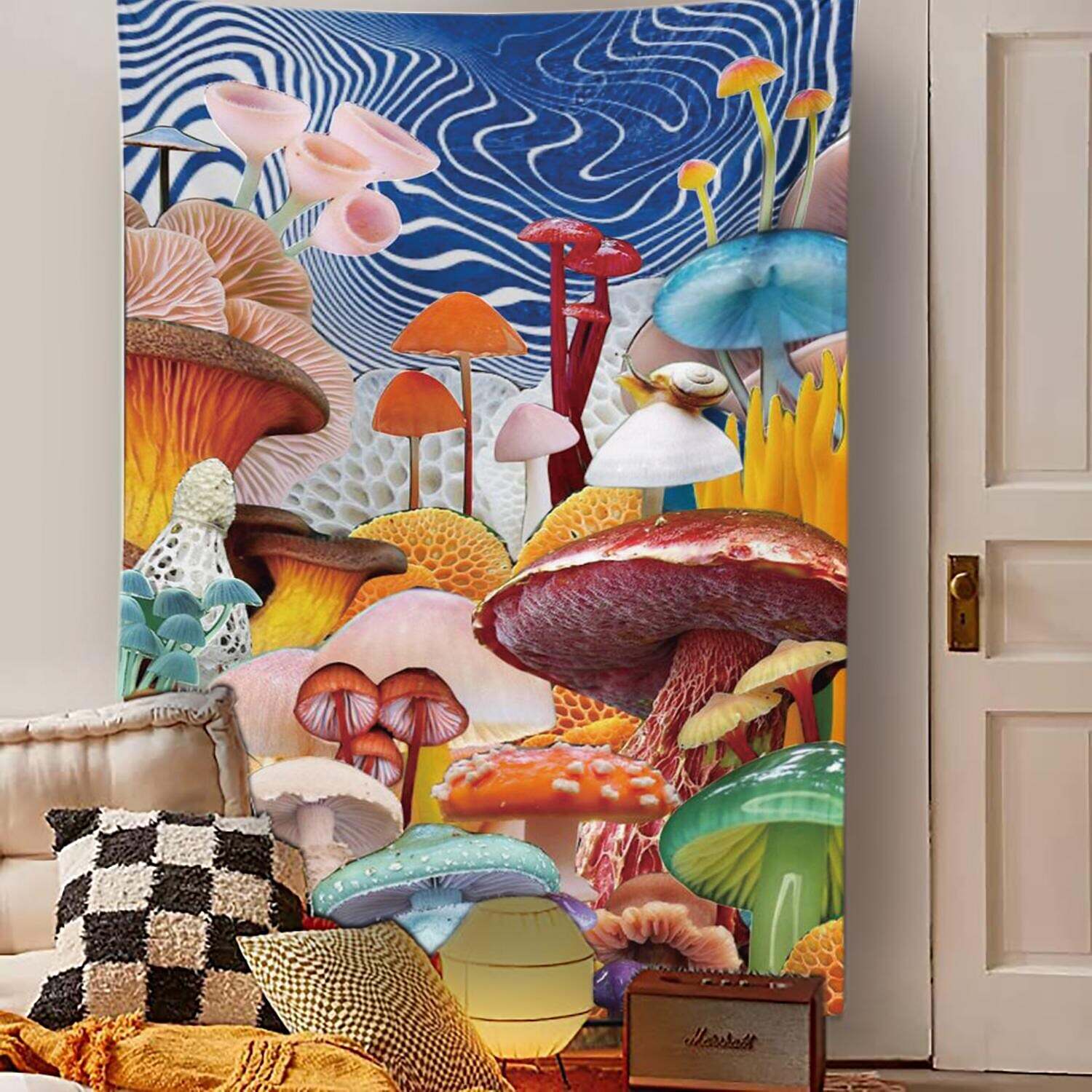 Trippy Mushroom Wall Tapestry Art Decor