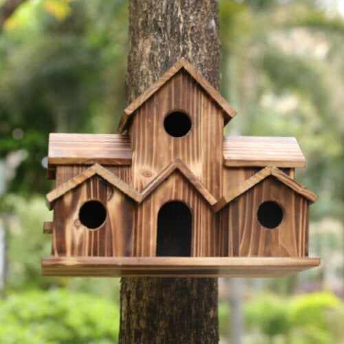 Last Day 50% OFF6 Hole Handmade Natural Bird House for Backyard/Courtyard/Patio Decor