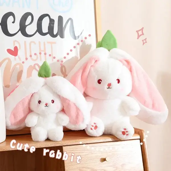 Strawberry Bunny Transformed into Little Rabbit Fruit Doll Plush Toy