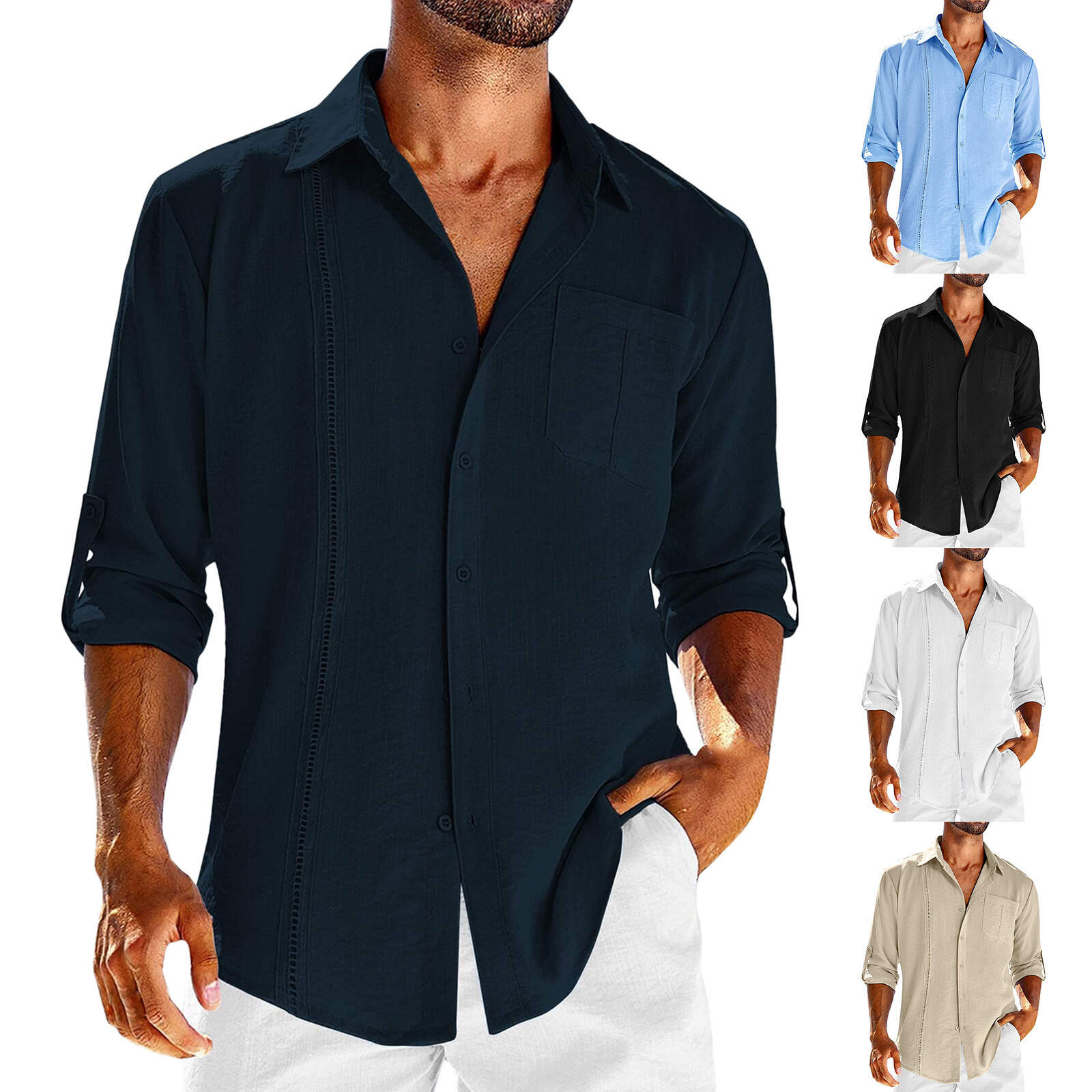 The latest men's long-sleeved V-neck knitted shirt, warm, comfortable and easy to clean - Buy 3 and get free shipping