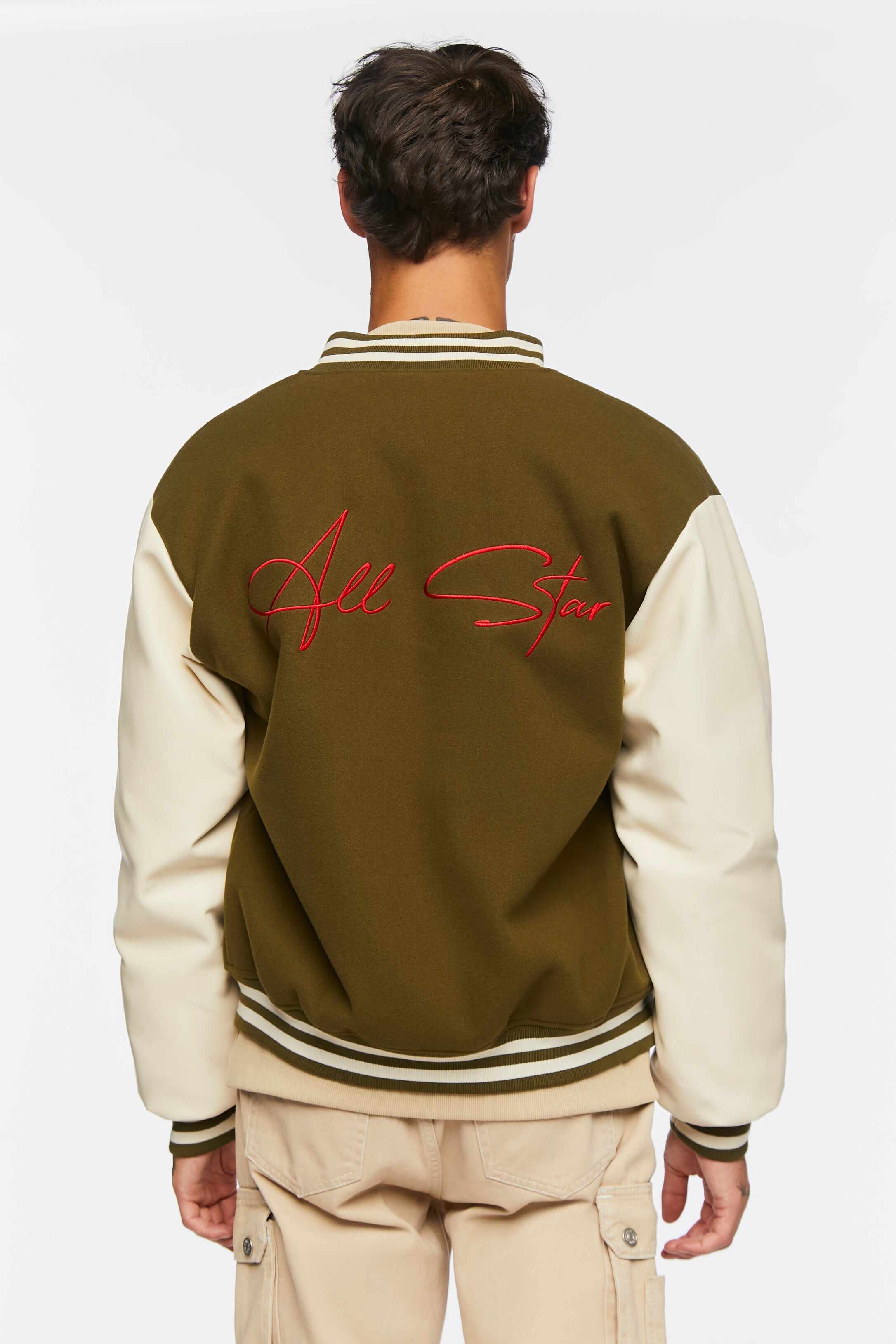 Men Apparel | All Star Varsity Jacket Dark Green Forever21 - XH21079