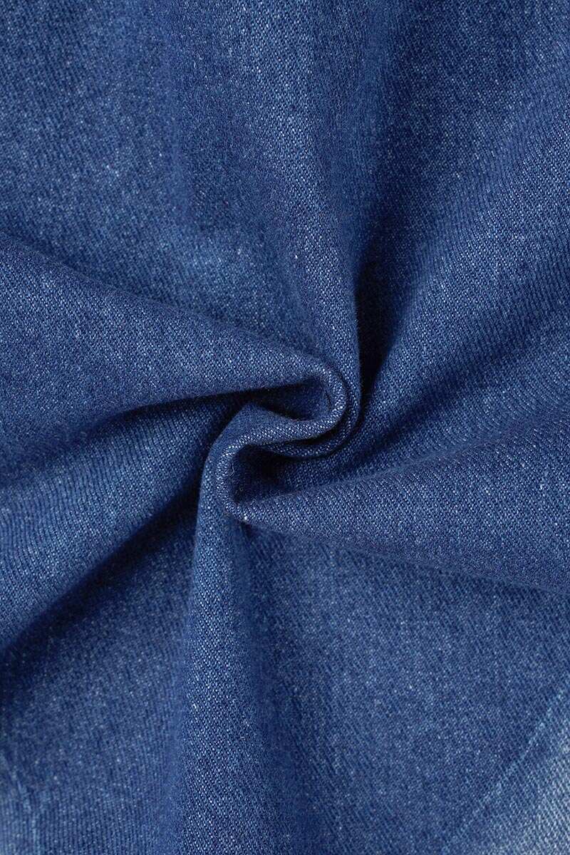 Blue Casual Color Lump Solid Hollowed Out Buttons Metal Accessories Decoration Turndown Collar Long Sleeve Regular Denim Jacket