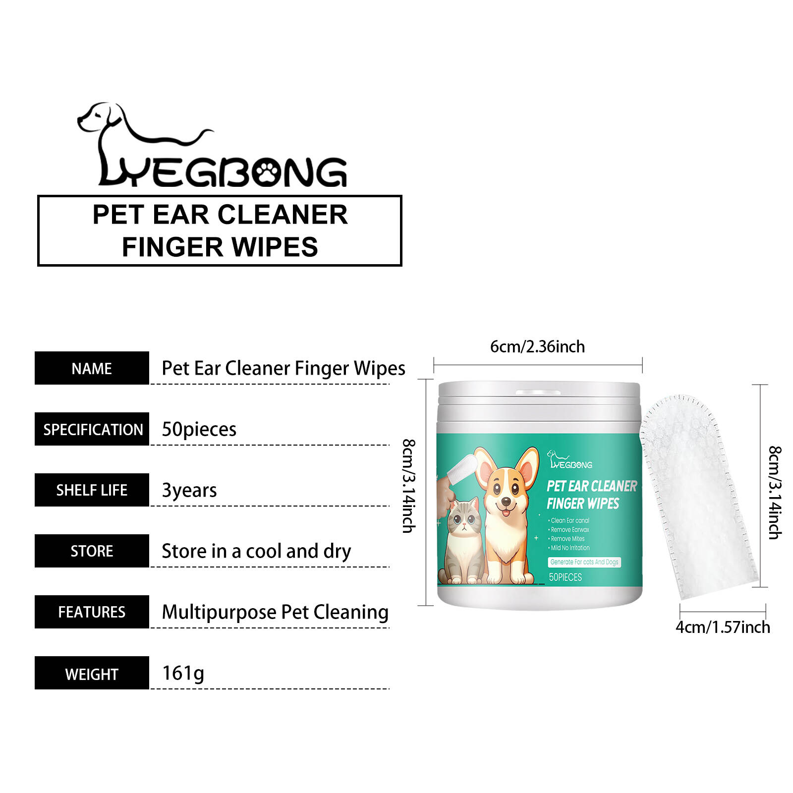 Pet Ear Cleaner Finger Wipes