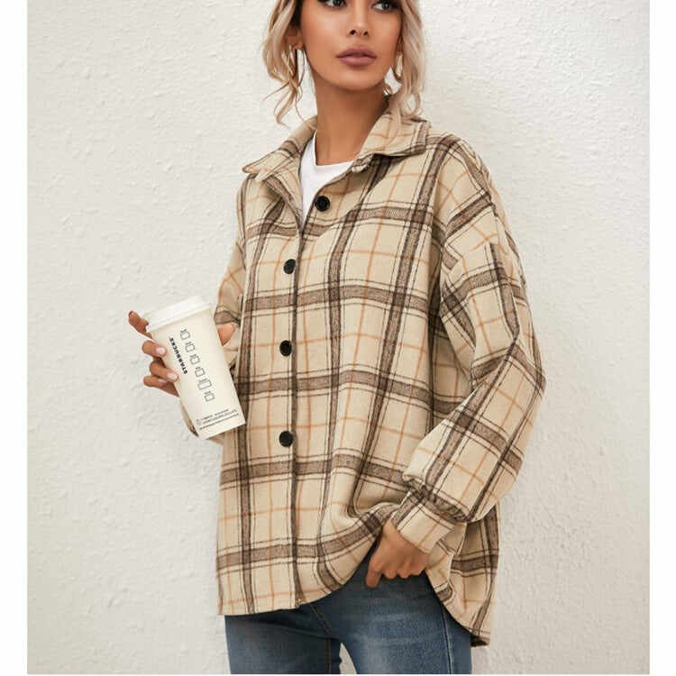 New Style Long-sleeved Plaid Jacket